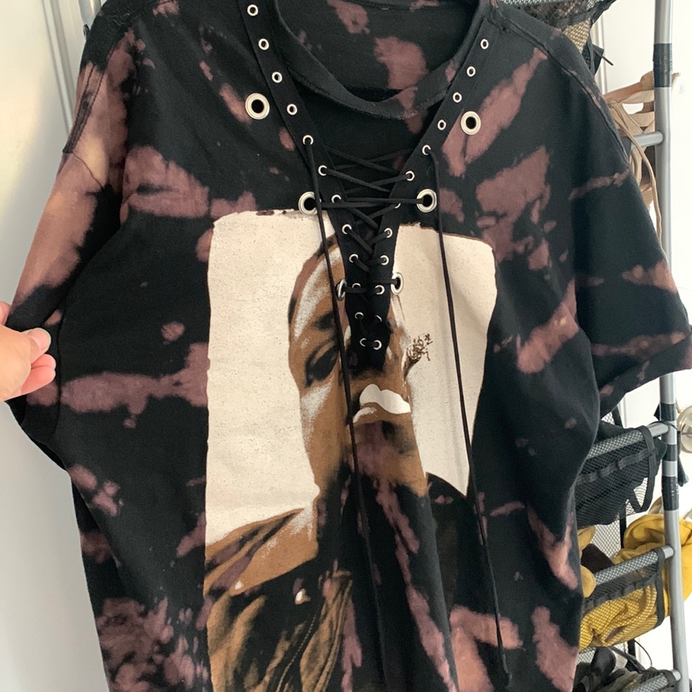 Handmade notorious B.I.G lace up top.